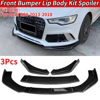 For Audi RS6 2013-2018 2016 2017 Car Front Bumper Splitter Lip Body Kit Spoiler Diffuser Deflector Carbon Fiber Look Accessories