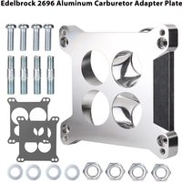 Edelbrock 2696 Carburetor Spacer Four-Hole Square-Bore to Spread-Bore For Quadrajet & Thermo-Quad Manifold Base 0.85in Venturi
