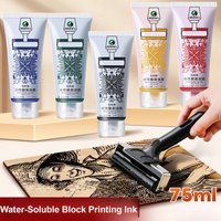 75ml Water-based Printmaking Ink for Printing on Paper or Cardboard with Linoleum,Wood or Soft Block Surfaces Plates or Polyfoam