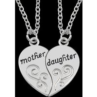 2pcs Antique Silver-plated Necklace Fashionable Mother Beautiful Daughter Combination For Love Parent Child Style Jewelry