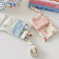 Fabric Bow Pencil Case Floral Cute Pen Holder Pouch Soft Portable Pencil Bag For Office Women & School Student & Nurse