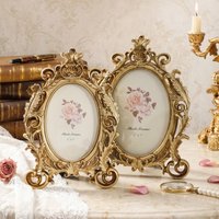 1 PC, European-style vintage gold lace oval decorative picture frame, made of resin, for indoor home decoration
