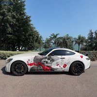 2pcs Wild Bone Face Poker Car Side Wraps, Self-Adhesive PVC Waterproof & Scratch-Resistant Stickers, Car Accessory Gift