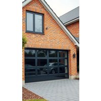 Soundproof Automatic Garage Doors Glass Panel Modern Sectional Remote Control Aluminum Frameless White Glaze Garage Door