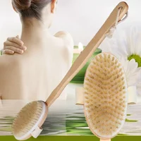 Body dry brush, hard shower brush, exfoliator, male and female bath tool, used for wet or dry brushing, long handle