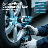 Makita DTW700 Akku-Schlagschrauber 1/2 Zoll 18V Bürstenloser Motor 1000Nm Hohes Drehmoment 4 Geschwindigkeitsstufen Auto-Stopp-Funktion für Industrielle Schraubarbeiten