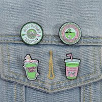 Creative cartoon cute green beverage metal badge Enamel Pins Matcha series beverage brooch Fashion jewelry gifts toys
