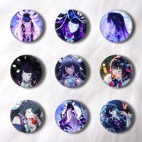 Columbina Varka Lauma Game Character Pins Badges Round Laser Badge Brooch Clothes Backpack Accessories