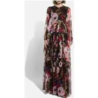 2026 Spring Women's Clothing Retro Geometric Print Pleated Waist Round Neck Pullover Dress Fashion Loose Large Size Puff Skirt