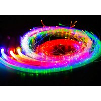 Rechargeable LED Fiber Optic Whip Light 360° Swivel Optical Whips Multicolor Disco RGB Dancing Glowing Whip Sparkle Flow string