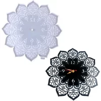 Round Mandala Clock Silicone Molds DIY Handmade Crystal Round Clock Wall Decoration Epoxy Resin Mold
