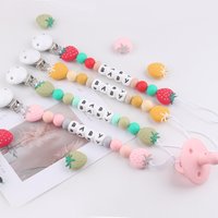 Strawberry Baby Handmade Pacifier Chain Clip Dummy Nipples Holder Babies Silicone Teething Chain Toy Gifts For Baby Accessories
