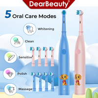 Children's Rotating Electric Toothbrush with 4 Brush Heads 5 Cleaning Modes Cartoon Sonic Electric Toothbrush Teeth Care