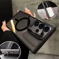 For Magsafe Hidden Holder Clear Case For Samsung Galaxy S26 S25 S24 Ultra Plus S23 FE Shockproof Magnetic Wirelesss Charge Cover