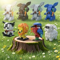 City View Animals Zoo Building Blocks Plant Farm Sheep Rabbit Bird Shark Lion Cattle CHristmas Friend Party Boy Girl Bricks Toys