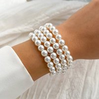 Lacteo Elegant Exquisite Imitation Pearl Beaded Bracelet Women Temperament Romantic Lady Charm Jewelry for Wedding Banquet Party