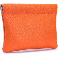 Mini Coin Purse Genuine Leather Small Coin Wallet Pebble Pattern Leather Squeeze Coin Purse Pouch Change Holder for Men & Women