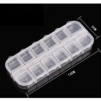 Nail Art Accessories Storage Box 12 Grid Rectangular Transparent Plastic Storage Box Detachable Storage Box DIY Tool Set 1Pcs
