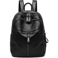 Vintage Women Student PU Leather Solid Color Large Capacity Backpack Schoolbags