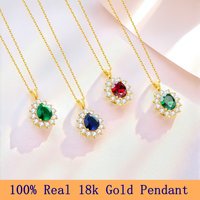 Real 18K Gold Princess Diana Same Pendant Necklaces AU750 Anniversary Valentine's Day Gift for Women Wedding Jewelry