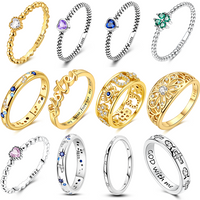 Original 925 Sterling Silver Closed Rings Love Sun Moon Eyes Classic Design Ring For Women Engagement Party Gift