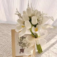 Bridal Wedding Bouquet White Artificial Calla Lily Holding Flower Bouquet Wedding Photography Prop Party Ceremony Anniversary