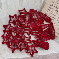 10 Pcs/Lot New Headwear Red Star Hair Clips for Girl Red Waterdrop Hairpin Women Hair Clip Accessories BB Clip 2026