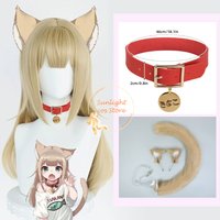 Osakana Cosplay Wig Cat Kitty 55cm Synthetic Hair Halloween Plush Cat Ears Necklace Realistic Lolita Headband Tail Accessories