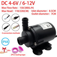 DC4-6V/6-12V 280L/H Lift 220CM Mini Silent Brushless Motor Submersible Pump Computer Water-cooled Aquarium Soilless Culture Pump