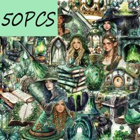 50PCS Forest Witch series stickers, suitable for decorating water bottles, laptops, storage boxes, waterproof PET stickers