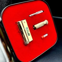 IMCO Lighter Gift Box 6700 Kerosenes Lighter with Brass Laser Engraved Natural Shell Inlaid Logo Brass Oil Tank Wick Flint Gift