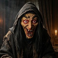Thrilling Long-Haired Witch Mask - Made of Latex - Novelty Headgear - Perfect Costume for Halloween, Role-Playing, Carnival, and Costume Parties