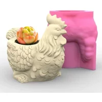 Rooster Plant Pot Silicone Mold Animal Chicken Epoxy Succulent Pot Silicone Mould Storage box Concrete Mold Cement Plaster Molds