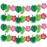 Hawaiian Party Decoration Banner Summer Tropical Leaves Hawaiian Hibiscus Flower Garland Aloha Wedding Birthday Party Decoration