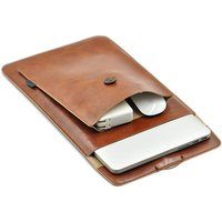 Double Layer High Capacity 13 Inch Laptop Bag Cover PU Leather Sleeve Case For M1 M2 MacBook Pro Air 13.3 13.6 Dell HP