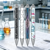 4/8/16pcs Science Themed Ballpoint Pens, Biology & Chemistry Lab Pattern Design, Black Ink, Perfect for Back to School Gifts