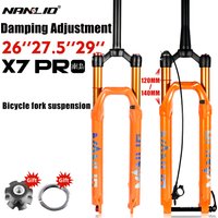 NanLio X7 PRO Bicycle Suspension Fork 26 27.5 29 inch 120/140MM Damped Rebound Adjustment Straight Cone Metal Bushings Air Fork