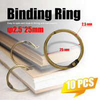 10Pcs Vintage Brass 25mm Binder Rings Loose Leaf Book Rings for Planner & Scrapbook