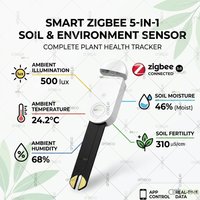 Zigbee 3.0 Soil Tester 5 in 1 Soil Moisture Sensor Temperature Humidity Fertility Illuminiance Meter for Home Assistant Z2M Tuya