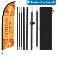 8FT Feather Flag Pole Kit Portable Feather Outdoor Flag Pole with Ground Spike Swooper Flag Pole Kit for Business Advertising