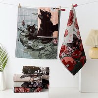 Cute 34x40cm Large Hand Towel Cat Pattern 4 Layer Cotton Gauze Kitchen Towel Decorative Quick Dry Tea Towel Home Restaurant