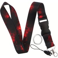 Mobile Phone Lanyard Fashion Black&Red Sky Buckle Neck Strap Keychain Teacher Lanyard for Credit ID Card Holder Keys Keychain