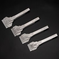 3Pcs 2.7/3.0/3.38/3.85mm Spacing 2/5/10 Teeth Leathercraft Stitching Oblique Flat Prong Chisel, DIY Craft Leather Punching Tools