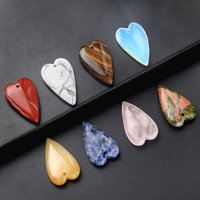 1pc 40x25mm Natural Stone Peach Heart Pendant Opal Quartz Yellow Jade Charms for Jewelry Making DIY Necklace Earrings Accessory