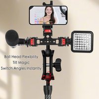 Adjustable 3 Camera Mount Bracket 1/4 ARRI Ballhead for GoPro Action Phone LED Mic Tripod Live Stream Selfie Stick Multi Holder