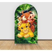 Simba The Lion King Arch Backdrop Cover Elastic Fabric for Baby's First Birthday Party Photo Studio Background Decoration
