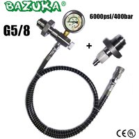 New HPA Air DIN Dive Cylinder Decanting Equalising Fill Station Pressure Hose and Pressure Gauge Dual 232 and 300 Bar