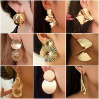 European Simple Metal Drop Earrings for Women Leaf Round Water Droplet Butterfly Twist Geometry Earrings Jewelry Christmas Gift