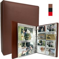 PLRBOK A4 4-ring High-end PU Leather Binder Replaceable Photo Album Star Card Storage 10×15 Card File Business Cover Notebook