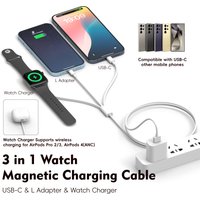 3 in 1 Charging Cable USB C L Adapter for Phone Magnetic Watch Charger Universal Wireless Dock for iWatch 1-11 Series SE Ultra